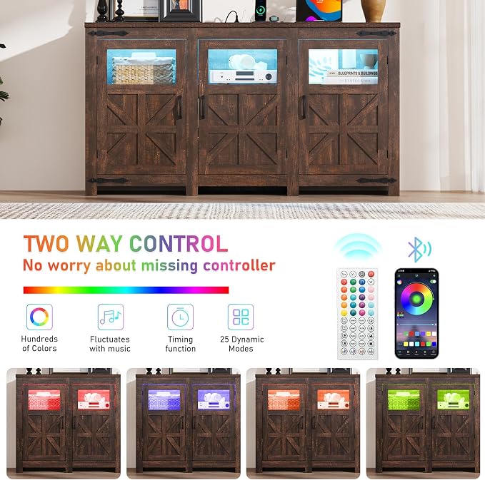 64" Large LED Farmhouse TV Stand - Image 6