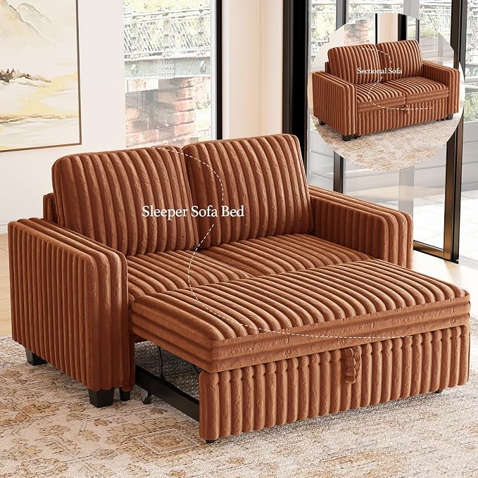Belffin Corduroy Sectional Sleeper Sofa - Image 3