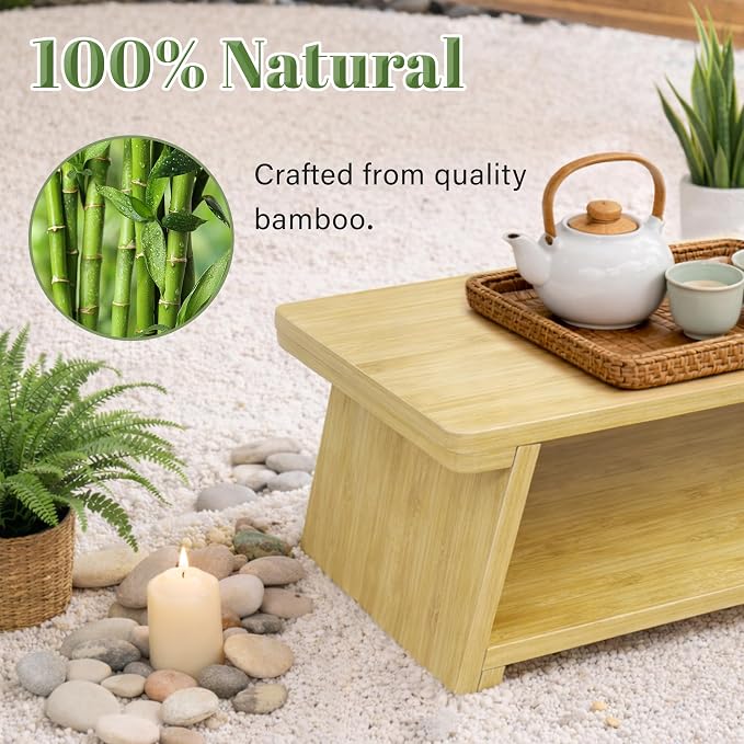 Floor Table, Altar Table Paulownia Folding Design, Low Meditation Table - Image 5