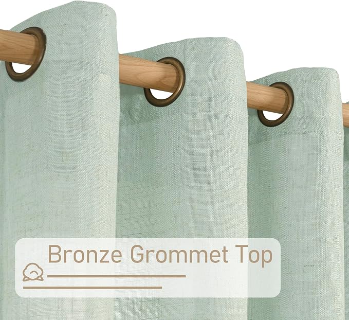 LAMIT Light Sage Linen Curtains 45 Inches Long - Image 2