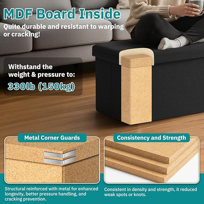 35-INCH Storage Ottoman Bench, Footrest - Image 5
