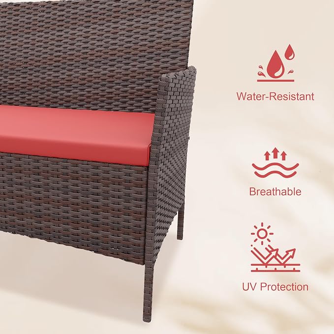 GarveeLife 4-Piece Patio Furniture Set, Rattan Outdoor Furniture - Image 5