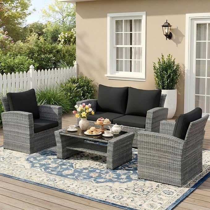 Wisteria Lane Patio Furniture Set, Wicker Outside Outdoor Furniture by WisteriaLane