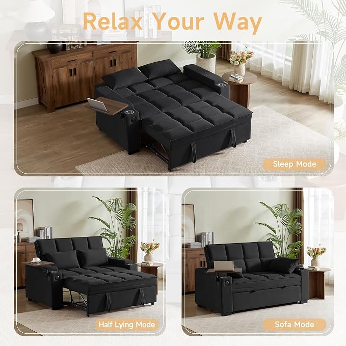 Auvsoce 65'' Chaise Lounge Chair Indoor, 3-in-1 Convertible Sofa Bed - Image 6