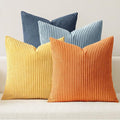 MIULEE Pack of 4 Blue-Orange Corduroy Decorative Throw Pillow Covers 20x20 Inch by MIULEE