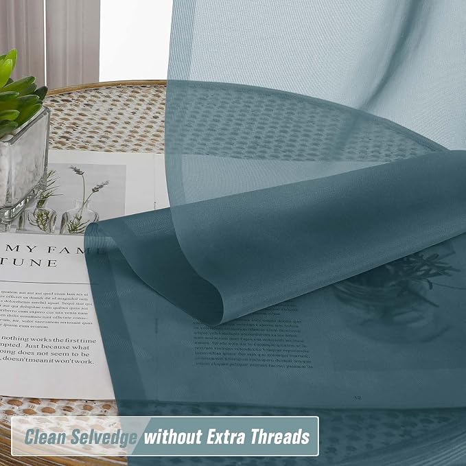 Window Sheer Curtains 45 Inches Length, Voile Short Curtains - Image 2