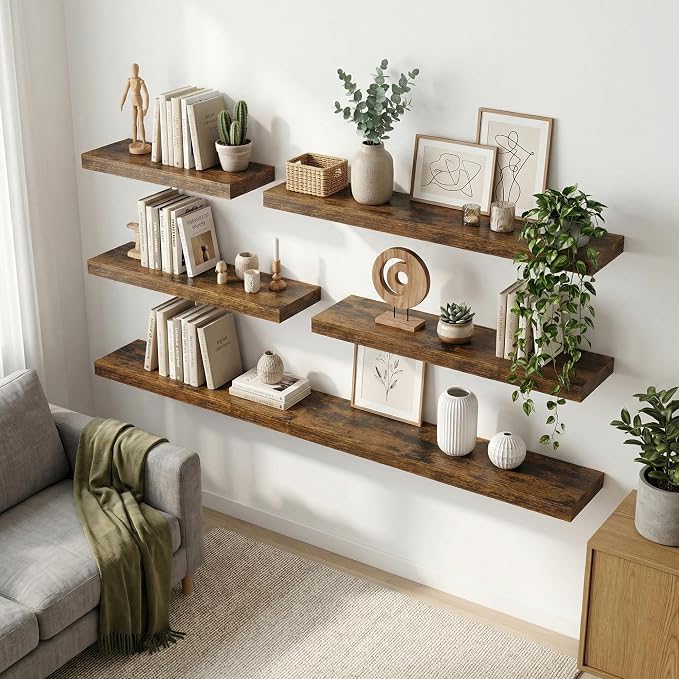 12 inch Deep Floating Shelves for Wall, 24 inch Wide Engineered Wood Wall - Image 3