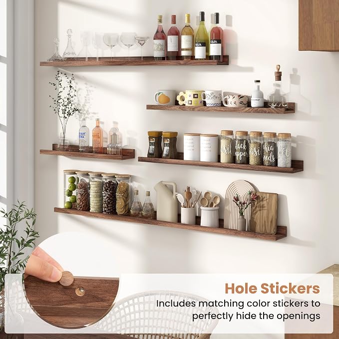 Fun Memories Picture Ledge Shelves Set of 2, 36 Inch Rustic Wall Mounted - Image 5