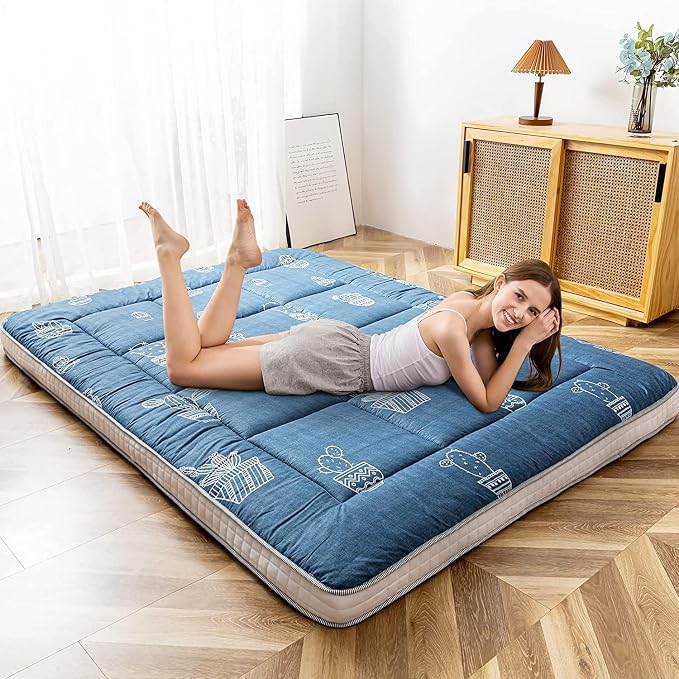 MAXYOYO Grey Cactus Pattern Twin Size Futon Mattress, Japanese Floor Mattress - Image 2