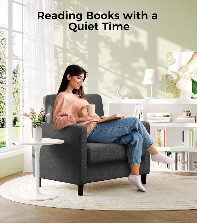 Welzona Sofa Accent Chair, Tool-Free Setup Living Room Accent Chairs, Comfy Arm - Image 7