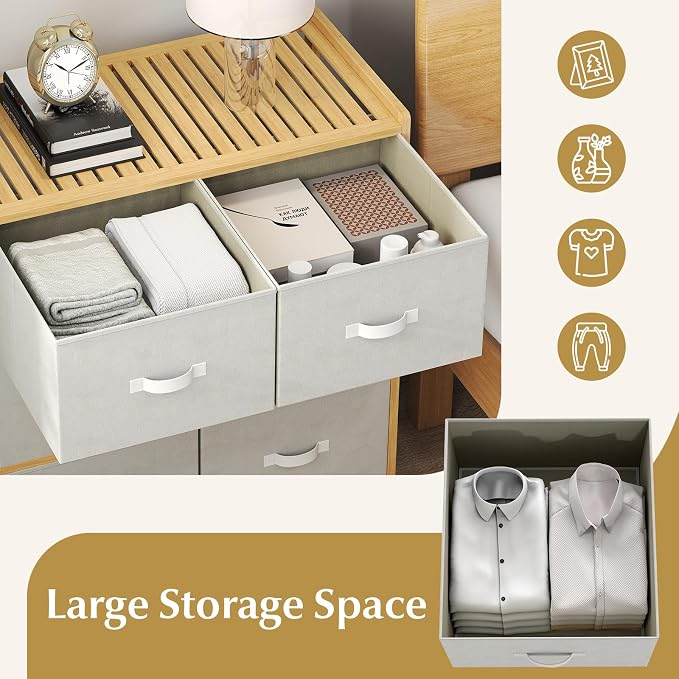 LOKO Fabric Dresser with 6 Drawers, Modern Storage Tower with 6 Folding Fabric - Image 6