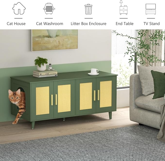 Homhedy Boho Cat Litter Box Enclosure - Image 7