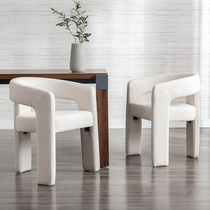 RIVOVA Modern Barrel Dining Chairs Set of 5, Linen Upholstered Accent Side Chair - Image 7