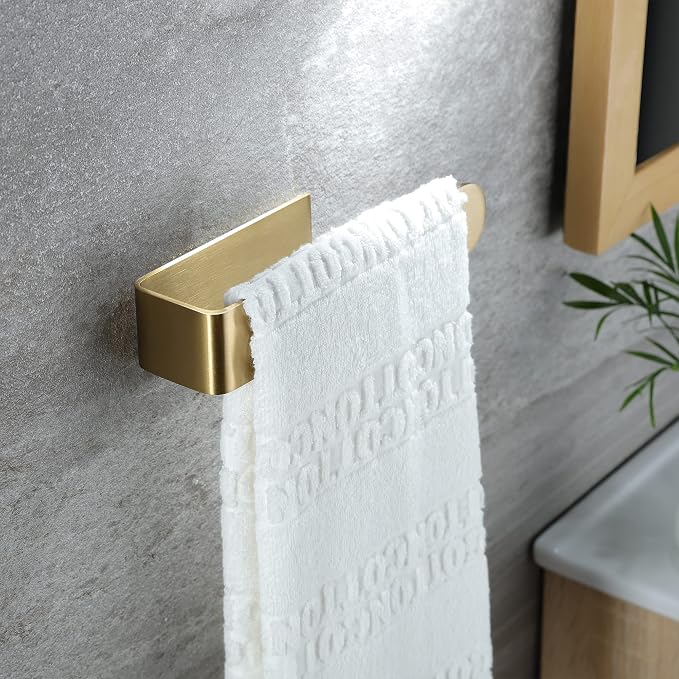 Taozun Towel Holder Gold Hand Towel Rack Adhesive Towel Bar Stick on Towel Ring - Image 3