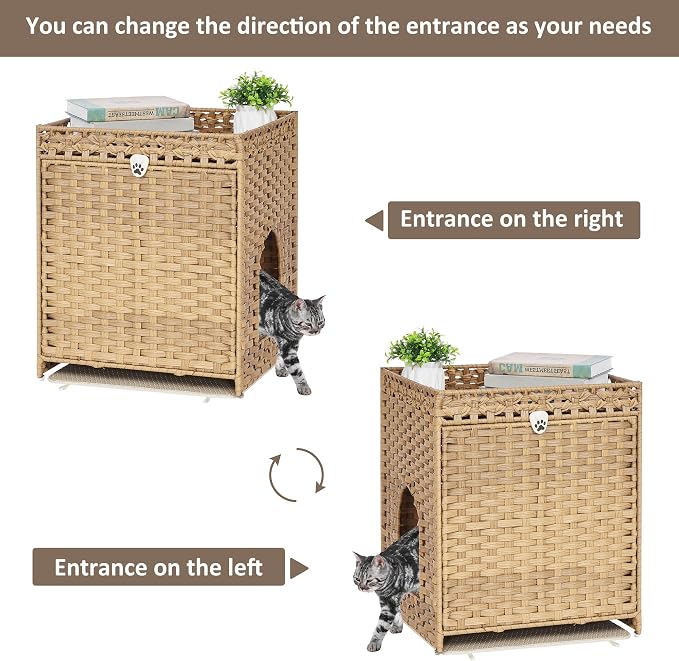 Cat Litter Box Enclosure with Soft Litter Mat; Hidden Cat Washroom Furniture - Image 6