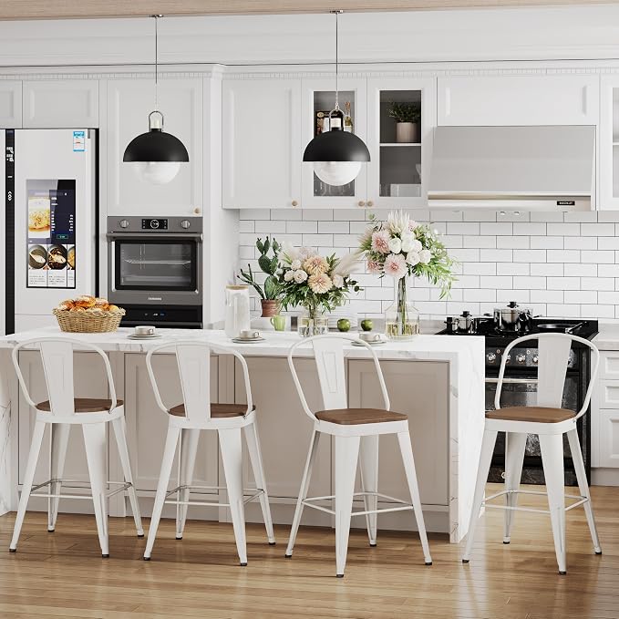 Andeworld Metal Bar Stools Set of 4, 26 inch Counter Height Barstools - Image 8