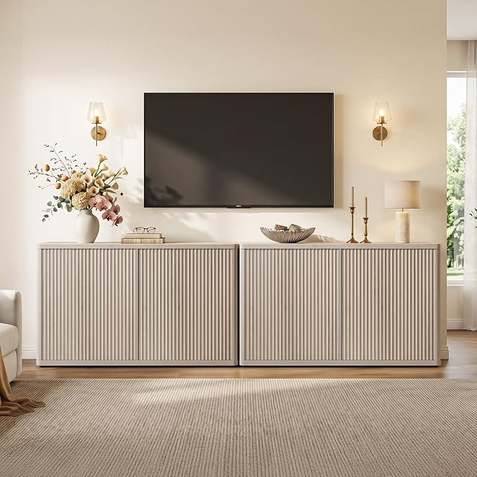 SICOTAS Buffet Cabinet with Storage Accent Sideboard with 4 Doors 66.3" Wide - Image 8