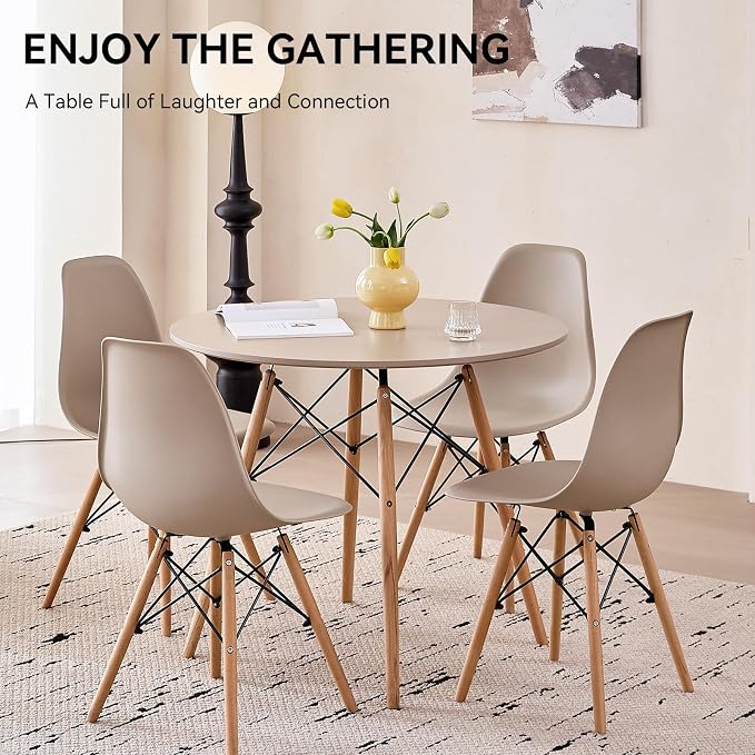 5-Piece Round Dining Table Set, Small 31.5" Kitchen Table Chairs Set of 4 Space - Image 6