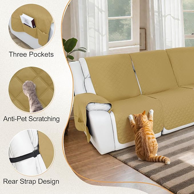 HDCAXKJ Reclining Sectional Couch Covers L Shape Recliner Sofa Middle Console - Image 4