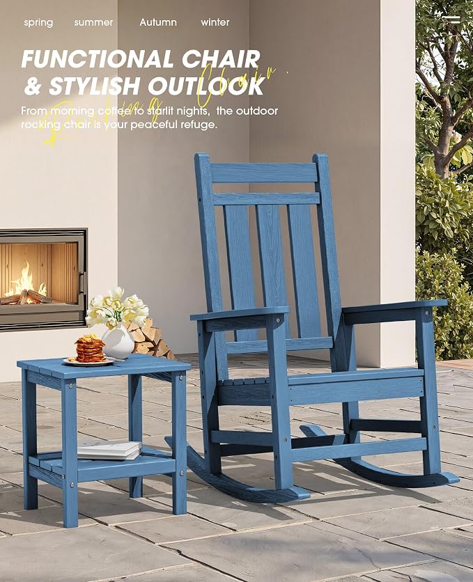 KINGYES Oversized Outdoor Rocking Chair Set of 4, All-Weather Patio Rocking - Image 5
