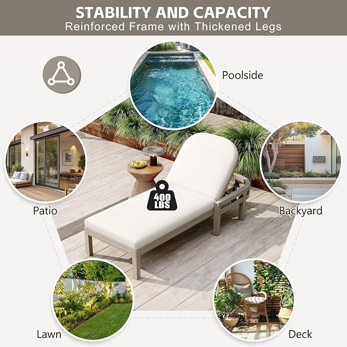 Outdoor Chaise Lounge Chair Set of 4, Patio Chaise Lounge Recliner - Image 8