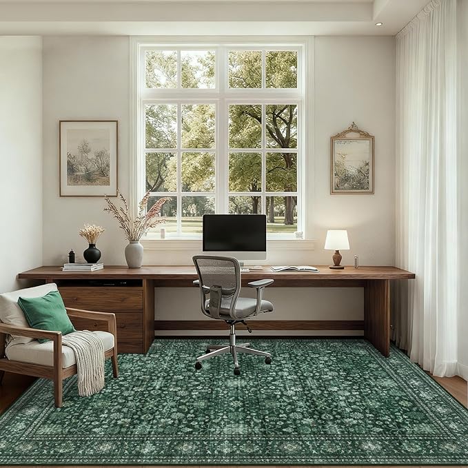 4x6 Area Rugs for Living Room: Washable Rug Soft Vintage Distressed Floral - Image 5
