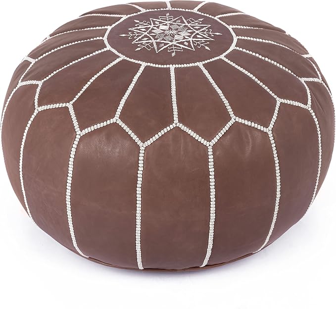 Marrakesh Gallery Genuine Leather Round Pouf Unstuffed by MarrakeshGallery
