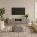 Fluted TV Stand and Coffee Table Set of 2, 86.6'' TV Console by ukaocai
