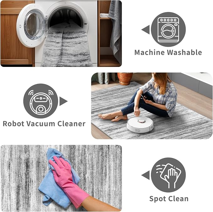 2'6''x10' Washable Runner Rugs for Hallway: Easy-to-Clean Abstract Runners for - Image 3