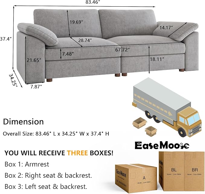 EASE MOOSE Modern Loveseat Sofa - Image 2