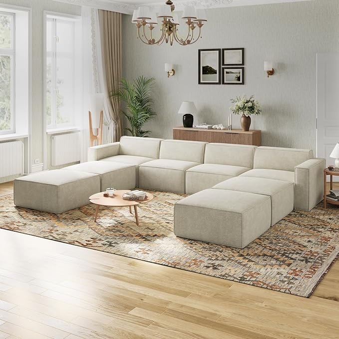 Novilla 151.2" Modular Sectional Sofa, No Assembly Cloud Sectional Couch by Novilla