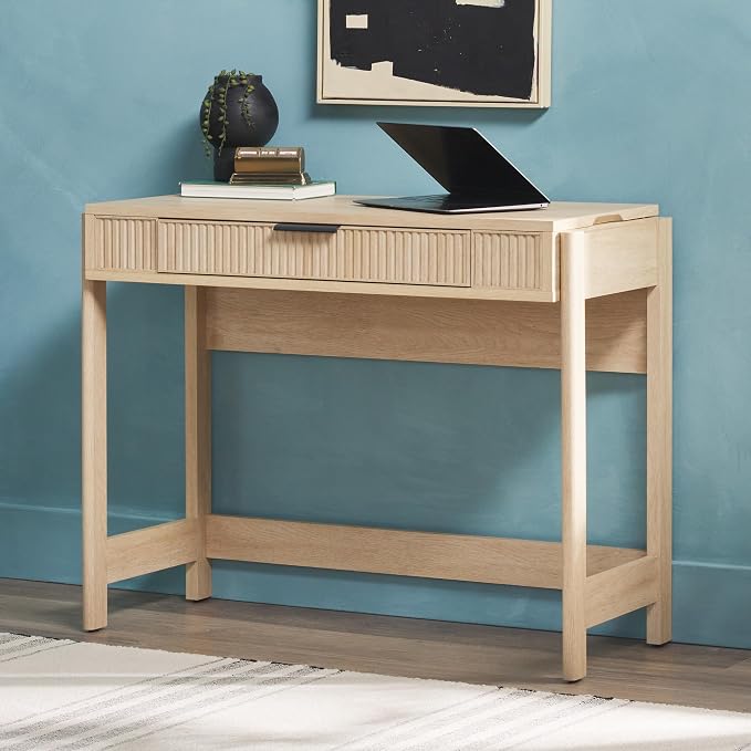 Walker Edison Transitional Style Furniture, Reeded Detail, Lift-Top Desk - Image 2