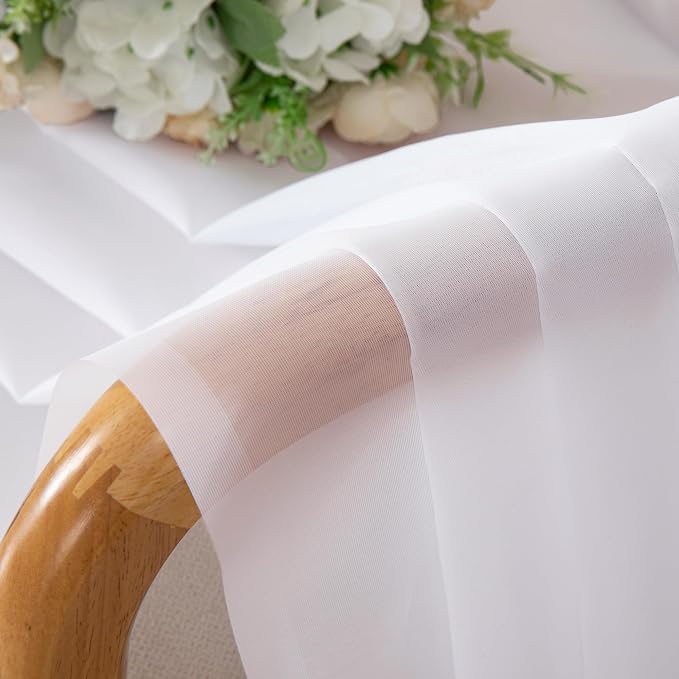 OVZME 2 Panels Sheer White Curtains 54 Inches Length Window Treatment - Image 5