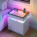 HWB Nightstand with RGB Lights, 3 Drawers Night Stand with Hidden Storage by HWBEnjoywarmhome