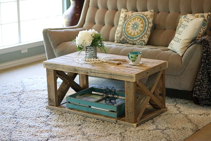 Doug and Cristy Designs Natural Wooden X Leg Coffee Table by DougandCristyDesigns