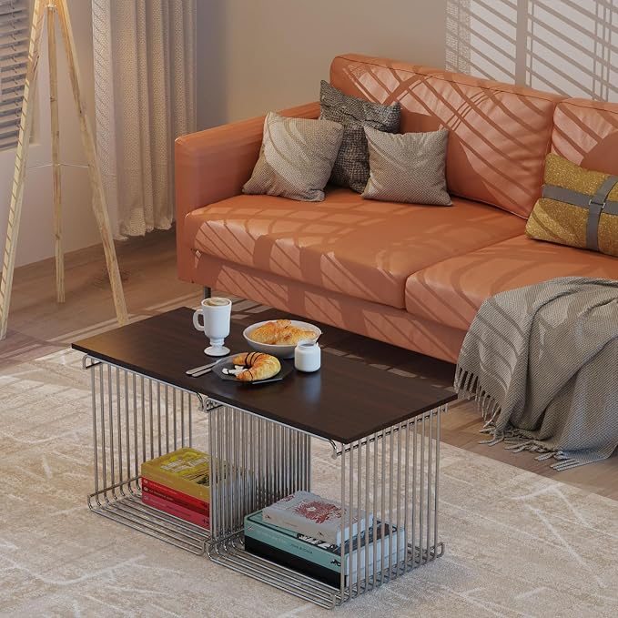 Square Geometry Retro Side Table Prime-Stainless Steel Linear Metal End Table - Image 5