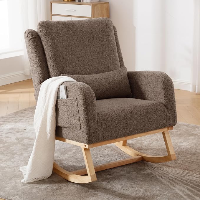 HCHAIRH Rocking Chair Nursery, Teddy Nursing Rocking Chairs, Upholstered - Image 9