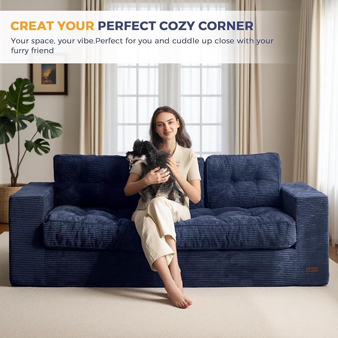 MAXYOYO Oversized Loveseat Sofa Couch, Upholstered Bean Bag Chair Cloud 3-Seat - Image 4