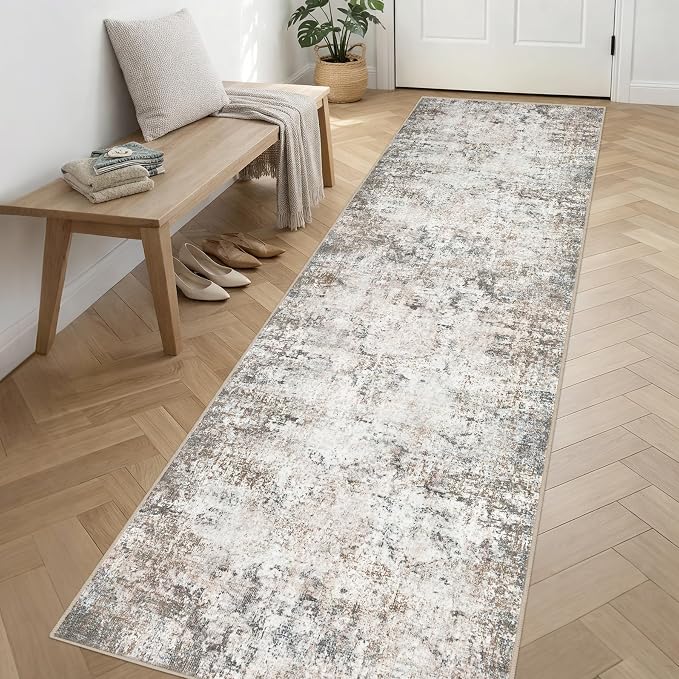 Washable Area Rug 3x14 Entryway Rug: Washable Modern Abstract Soft Thin Rug - Image 3