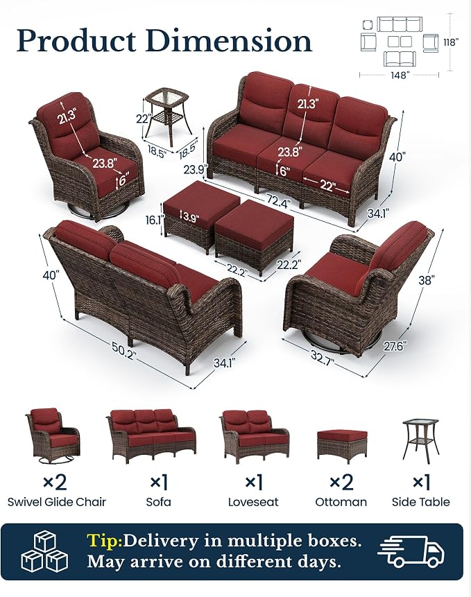 HILLGA 7-Piece Luxury Patio Furniture Set - Image 2