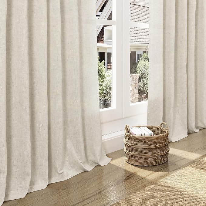Nanspring Vanilla Linen Curtains 120 Inches Long - Image 5