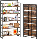 4NM No Assembly Extra Wide 5 Tiers Folding Bookshelf Storage Shelves Vintage by 4NM