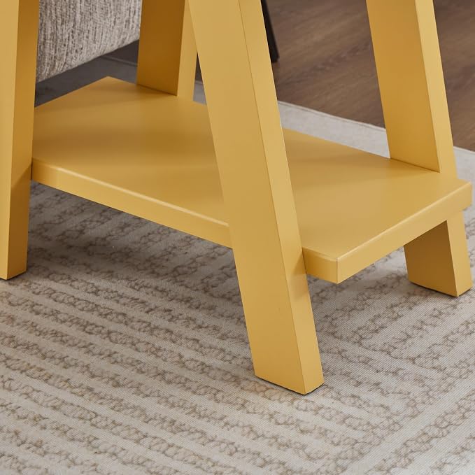 Roundhill Furniture Athens Contemporary Wood Shelf Side Table in Yellow - Image 6