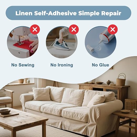 BESEZX Linen Fabric Repair Patch，3 PCS 9 * 11 Inch Self-Adhesive Couch Fabric - Image 4