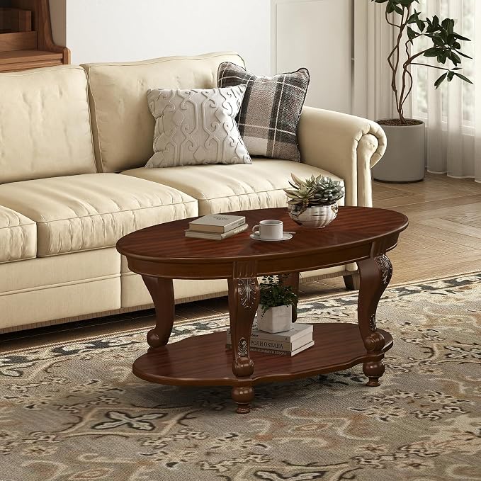 LKTART 42" Vintage Oval Coffee Table - Image 5