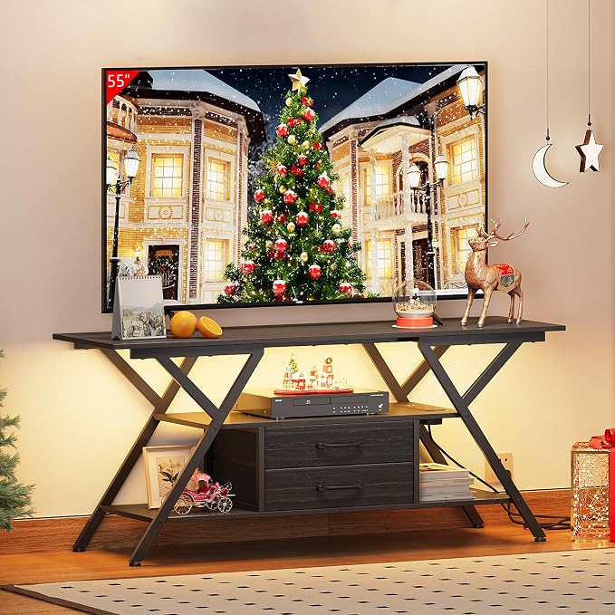 Simoretus TV Stand with Power Outlet and LED Lights, Fits TVs up to 65” - Image 8
