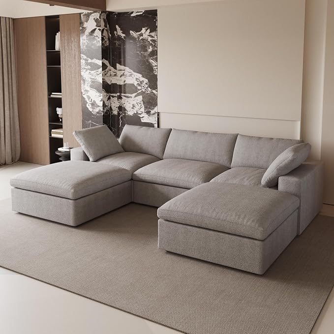 Cloud Modular Sectional Sofa Couch, 120.45" U Shaped Convertible Couches - Image 3