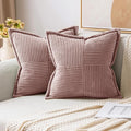 MIULEE Blush Pink Corduroy Decorative Euro Sham Pillow Covers 24x24 Inch by MIULEE