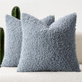 Faux Fur Throw Pillow Covers 20x20 Inch Set of 2 Boucle Neutral Decorative by Woaboy