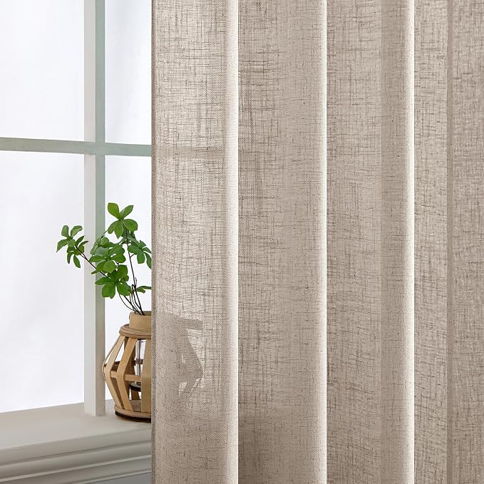 MIULEE Natural Linen Curtains 90 Inch Long 2 Panels - Image 5